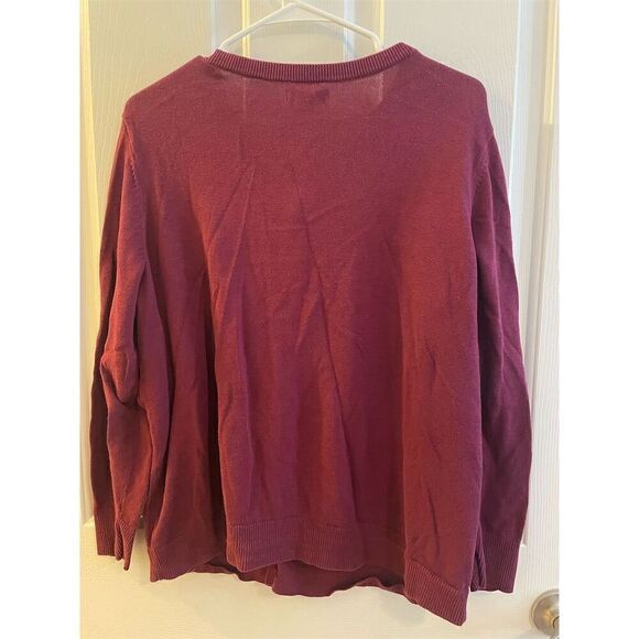 Croft & Barrow Women's Plus 1X Burgundy Cardigan Sweater Long Sleeve - Picture 2 of 3